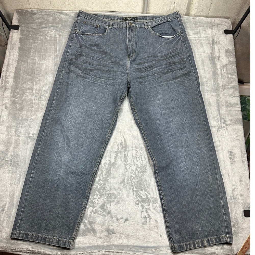 Brooklyn Xpress Mens Relaxed Fit Jeans‎ Blue Faded 46x34 Cotton Wide Leg Denim